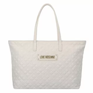 Torebki damskie - Love Moschino Quilted Shopper Bag 36 cm ivory - grafika 1