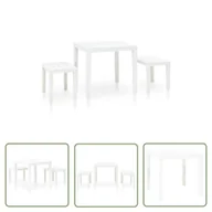Meble ogrodowe - The Living Store Stolik ogrodowy z 2 ławkami - plastikowy - biały - Zestaw Mebli Ogrodowych - miniaturka - grafika 1