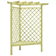 Kratki i pergole - vidaXL Pergola narożna z ławką, 130x130x197 cm, drewno sosnowe FSC - miniaturka - grafika 1