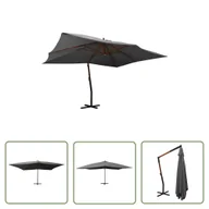 Parasole ogrodowe - The Living Store Wiszący parasol z drewnianym słupkiem - 400x300 cm - antracytowy - Parasol Wiszący - miniaturka - grafika 1