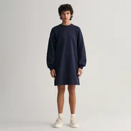 Sukienki - Damska Sukienka GANT LOGO VOLUME LS C-NECK DRESS 4200476.433 – Granatowy - miniaturka - grafika 1