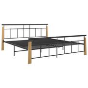 Łóżka - vidaXL Rama łóżka, metal i drewno dębowe, 180x200 cm - miniaturka - grafika 1