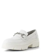 Baleriny - Tamaris - Skórzane loafersy damskie, biały - miniaturka - grafika 1