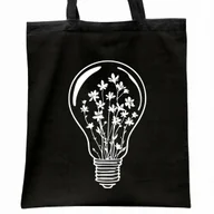 Torby i wózki na zakupy - Torba bawełniana czarna na zakupy Żarówka Kwiaty - miniaturka - grafika 1