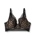 Biustonosze - Wonderbra Damski biustonosz Tribal Mix dekolt Longline, czarny, 36D - miniaturka - grafika 1