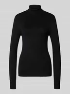 Swetry damskie - Sweter z wywijanym kołnierzem o kroju slim fit z mieszanki wiskozy model ‘GLORY’ - miniaturka - grafika 1