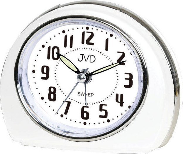 Budzik JVD SRP9501.3 10 cm płynący sekundnik drzemka podświetlenie .