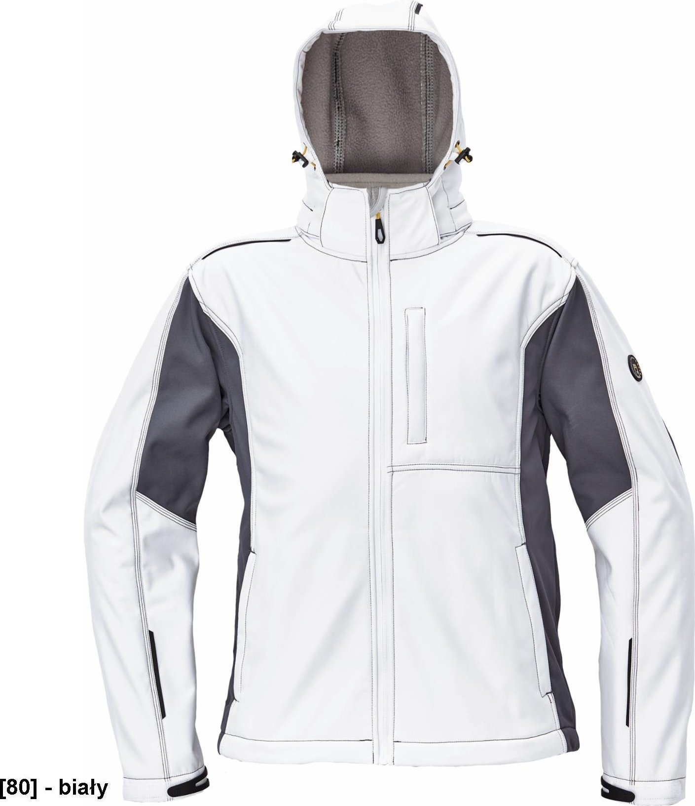 CERVA DAYBORO softshell - męska kurtka softshellowa, odpinany kaptur, odblaskowe elementy, 100% poliester - biały 4XL