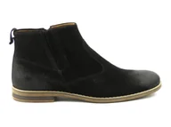 Buty zimowe męskie - Skórzane botki męskie z suwakiem - Riko 859, czarne - miniaturka - grafika 1