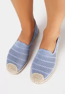Espadryle damskie - Niebieskie Espadryle z Ażurowej Siateczki Ozdobione Plecionką Lanivesa - miniaturka - grafika 1