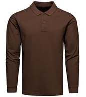 Koszulki męskie - Longsleeve polo premium brązowy Recea - miniaturka - grafika 1