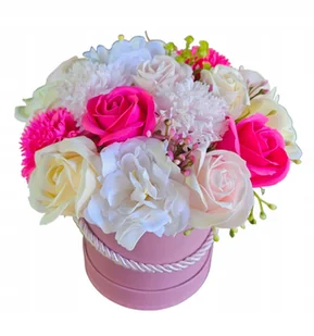 Flowerbox z Kwiatami Mydlanymi - Prezent Róże mydlane - Sztuczne kwiaty - miniaturka - grafika 1
