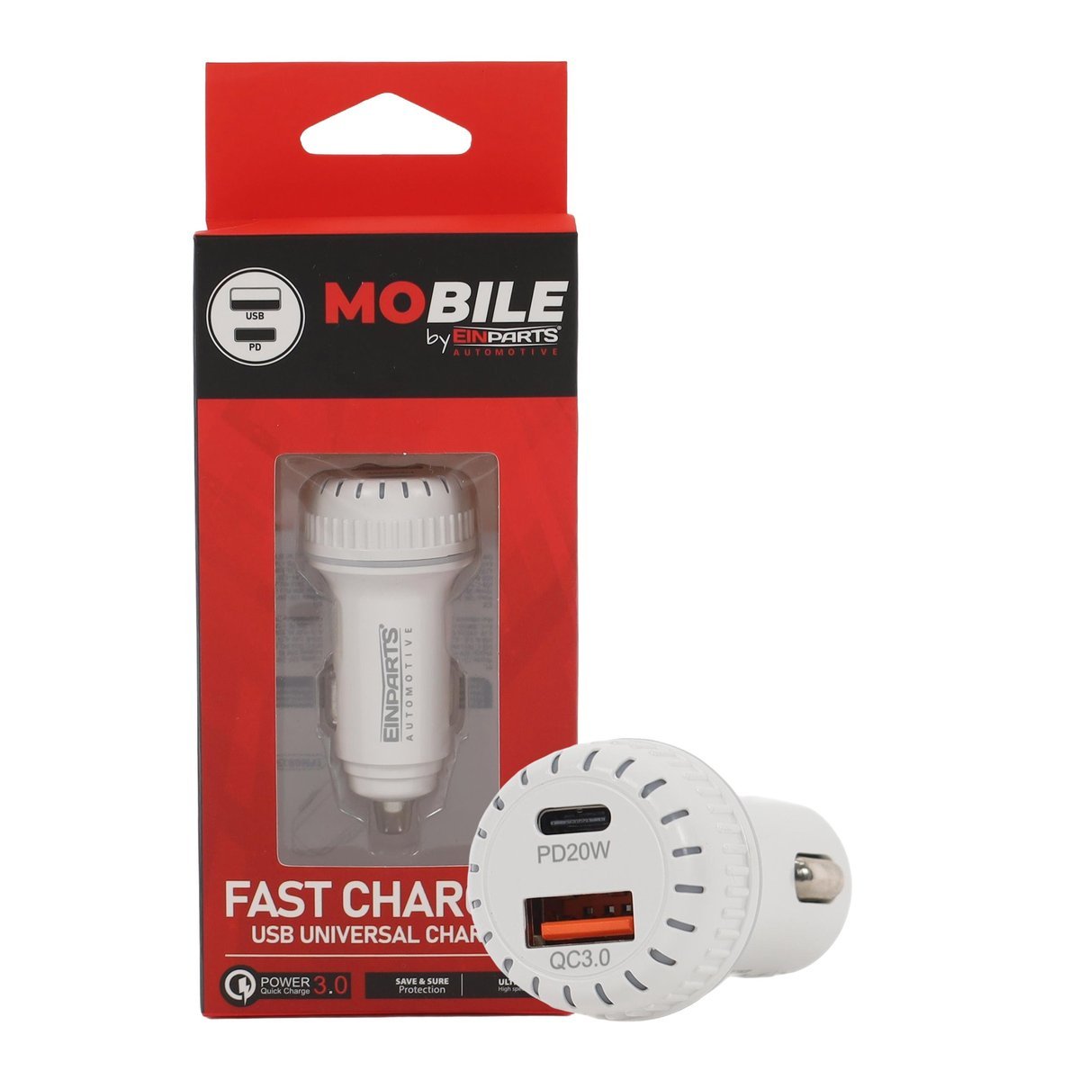 EINPARTS ŁADOWARKA DO SAMOCHODU PD 20W + QC 3.0 38W DO NAWIGACJI