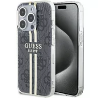 Etui i futerały do telefonów - Etui Guess GUHCP15LH4PSEGK Apple iPhone 15 Pro hardcase IML 4G Gold Stripe czarny/black - miniaturka - grafika 1