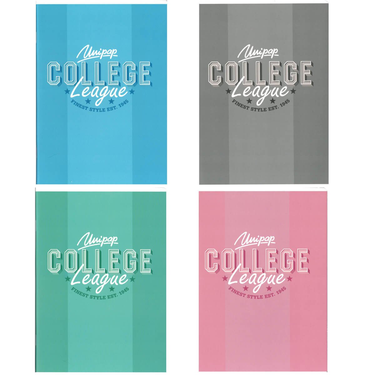 4x zeszyt A5, 60 kartek, kratka, pogrubiony papier 90 g, College League, Unipap