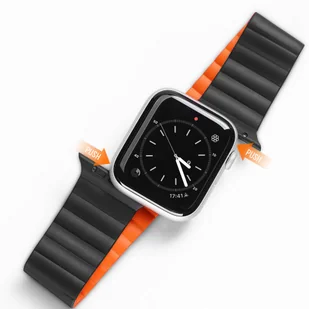 Dux Ducis Magnetic Strap pasek do Watch 7 / 6 / 5 / 4 / 3 / 2 / SE (45 / 44 / 42mm) magnetyczna opaska czarno-pomarańczowy (Chain Version) - Etui i futerały do telefonów - miniaturka - grafika 1