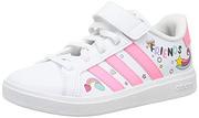 Buty dla dziewczynek - adidas Buty dziecięce Grand Court Minnie EL K Shoes-Low (Non Football) uniseks, Ftwr White Bliss Pink Grey Two, 38 EU - miniaturka - grafika 1