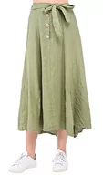 Apaszki i szaliki damskie - Bonateks Women Skirt 100% len Made in Italy, długa spódnica z guzikami z paskiem na szalik, jasna khaki, Khaki Claire, XL - miniaturka - grafika 1