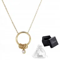 Naszyjniki - Naszyjnik srebrny pr. 925 Złota Kolia Celebrytka KOŁO z CYRKONIĄ na Prezent - miniaturka - grafika 1