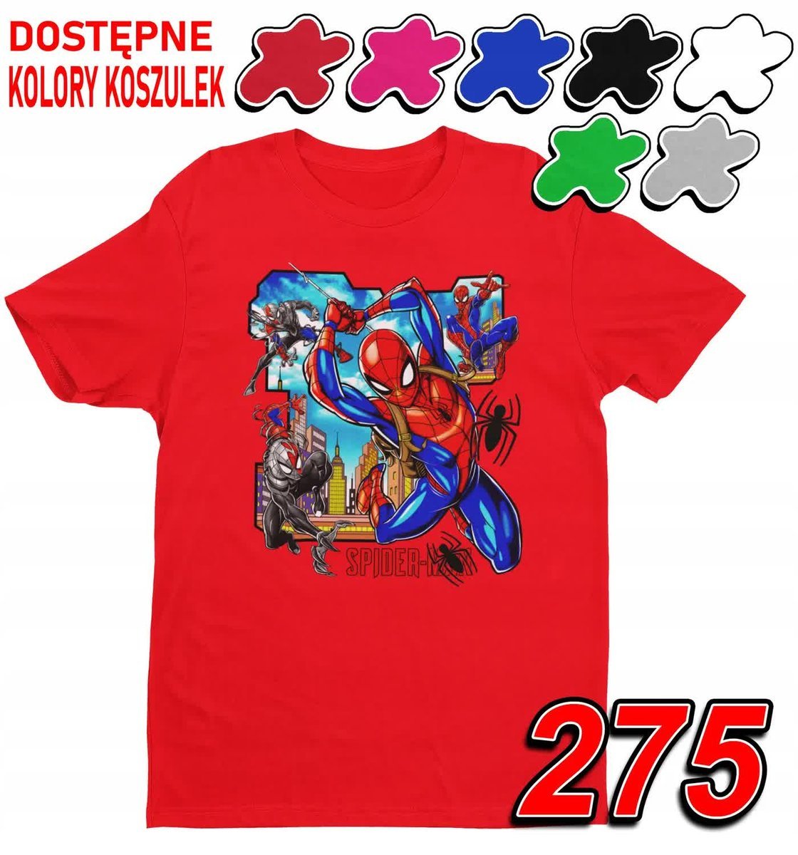 Dziecięca Koszulka Z Nadrukiem Avengers Spiderman Marvel - L 146-152
