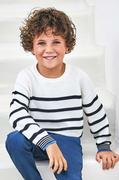 Swetry dla chłopców - Mayoral sweter bawełniany dziecięcy kolor granatowy lekki - miniaturka - grafika 1