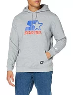 Bluzy męskie - STARTER BLACK LABEL Męska bluza z kapturem Two Color Logo Hoody z nadrukiem z przodu, naszywka z tkaniny i haft na rękawie, 2 kolory, rozmiar S do XXL, H.grey, S - miniaturka - grafika 1