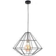 Lampy sufitowe - KET Industrialna LAMPA wisząca KET1057 metalowa OPRAWA druciak ZWIS klatka czarna złota KET1057 - miniaturka - grafika 1