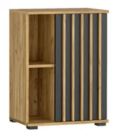 Meble do przedpokoju - Stojąca Szafka Z Lamelami Dąb Craft + Czarny K1-N97 - miniaturka - grafika 1