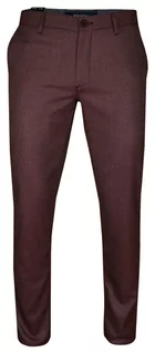 Spodnie męskie - Bawełniane Bordowe Eleganckie Casualowe Spodnie Męskie -RIGON- Zwężane, Chinosy, Tłoczony Wzór - Rigon - grafika 1