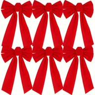 Inne - TEMU 6szt Czerwone Aksamitne Kokardki Bożonarodzeniowe, 13" x 9", Trwałe i Miękkie w Dotyku, do Wienców, Girland i Dekoracji Drzewek, Materiały - miniaturka - grafika 1