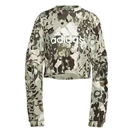 Bluzy damskie - adidas Bluza damska (Long Sleeve) W AOP SWT, Silver Green/White, IC0578, S - miniaturka - grafika 1