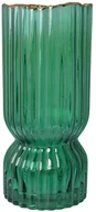 Wazony i flakony - Ewax, Wazon szklany zielony ze złotym rantem, 12x12x24 cm - miniaturka - grafika 1