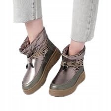 SCHOLL BOTKI DAMSKIE METALICZNE Z TKANINY ORAZ SYNTETYKU 39 T_A