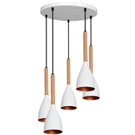 Lampy sufitowe - Luminex Muza 9014 lampa wisząca zwis 5x60W E27 biały/naturalny/złoty - miniaturka - grafika 1