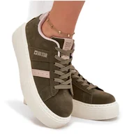 Półbuty damskie - Sneakersy Damskie Na Platformie Big Star SS274349 Zielone-41 - miniaturka - grafika 1