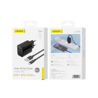 Ładowarki do telefonów - FONENG ładowarka sieciowa EU64 18W 1xUSB QC3.0 + kabel Lightning Czarny - miniaturka - grafika 1