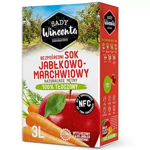 Sady Wincenta Sady Wincenta Sok 100% jabłkowo-marchwiowy naturalnie mętny tłoczony NFC 3 l - Soki i napoje niegazowane - miniaturka - grafika 1