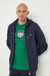 Gant bluza męska kolor granatowy z kapturem gładka - Bluzy męskie - miniaturka - grafika 1