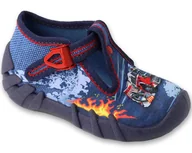 Buty dla chłopców - Kapcie dziecięce Befado 110P511 chłopięce domowe do przedszkola zapinki -25 - miniaturka - grafika 1