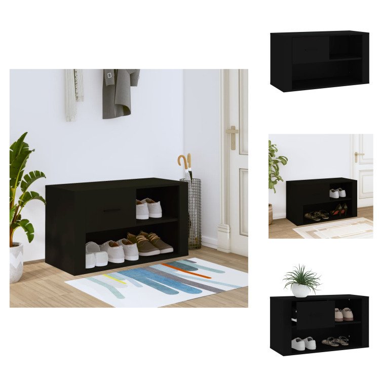 vidaXL Szafka na buty czarna 80x35x45 cm materiał drewnopochodny - Stojaki i szafki na buty