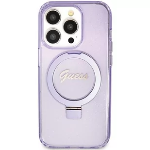 Guess Etui Obudowa Pokrowiec Do Iphone 11 / Xr 6.1" Fioletowy/Purple Hardcase Ring Stand Script Glitter Magsafe - Etui i futerały do telefonów - miniaturka - grafika 1
