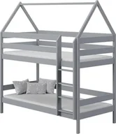 Łóżka dla dzieci i młodzieży - Elior Szare łóżko dziecięce piętrowe w kształcie domku - Zuzu 3X 200x90 cm - miniaturka - grafika 1