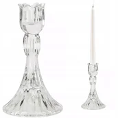 Świeczniki - ŚWIECZNIK KANDELABR SZKLANY PRZEZROCZYSTY 16cm wysoki dekoracyjny retro - miniaturka - grafika 1