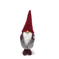 Ozdoby bożonarodzeniowe - Skrzat tekstylny stojący 62 cm spodnie szare czerwono-szary - miniaturka - grafika 1
