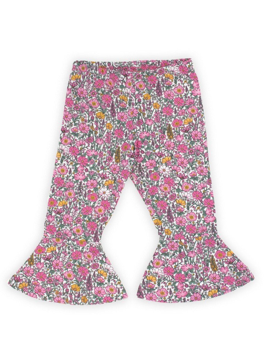 Dziewczęce legginsy dzwony w kwiaty różowe Nicol,r.56