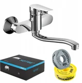 Baterie umywalkowe - SOTBE Bateria ścienna obrotowa wylewka do umywalki Kran łazienkowy Armatura do łazienki - miniaturka - grafika 1