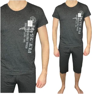 Piżama męska grafit melanż z krótkim rękawem 3/4 spodnie bawełna XL - Piżamy damskie Piżama męska grafit melanż z krótkim rękawem 3/4 spodnie bawełna XL - Piżamy damskie - miniaturka - grafika 1