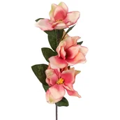 Sztuczne kwiaty - Sztuczna gałązka magnolii z 3 kwiatami w kolorze ł - miniaturka - grafika 1