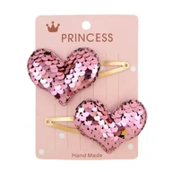 Ozdoby do włosów - Spinki do Włosów Różowe Zestaw 2 Sztuki Serca Błyszczące dla Dzieci - miniaturka - grafika 1