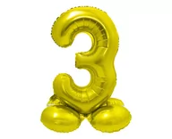 Balony i akcesoria - Godan Balon foliowy stojący cyfra 3 złota - 72 cm - 1 szt. CS-SZL3 - miniaturka - grafika 1